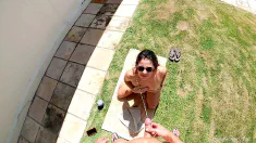 Thumbnail of Being Bathed In The Garden Of My House While Sunbathing!!!