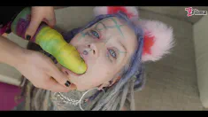 Thumbnail of TATTOOED Catplay Girl Double BLOWJOB - Femdom, Strap On Petplay BUTPLUG With Tail